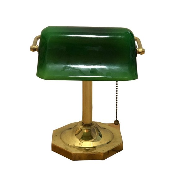 Vintage Library Bankers Table Lamp Green Shade - Picture 1 of 5